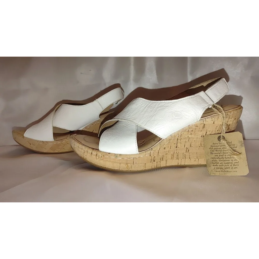 Born Jenni Leather Cork Platform Sandals Size 9M NWT
